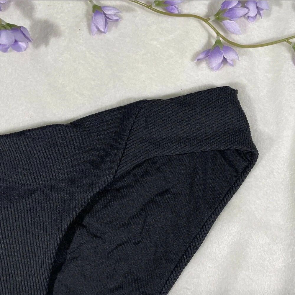 NEW $54 Becca Fine Line Ribbed Bikini Bottoms Black‎ [ SZ Small ]